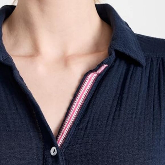 New SUNDRY Anthropologie shirtdress navy Lightweight Gauze beach cover up - Picture 2 of 11